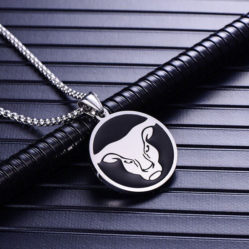 Zodiac sign 12 constellation pendants necklace men stainless steel male accessories simple silver necklace chains