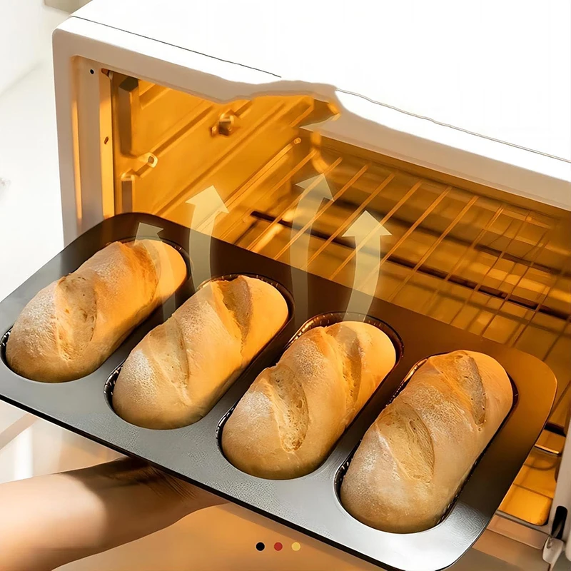 Anti-aanbak Geperforeerde 4-Cup Franse Broodvorm Koolstofstaal Baguette Pan Hotdog Broodje Pan Bakvormen Toast Cake Bakplaat Bakken Ook