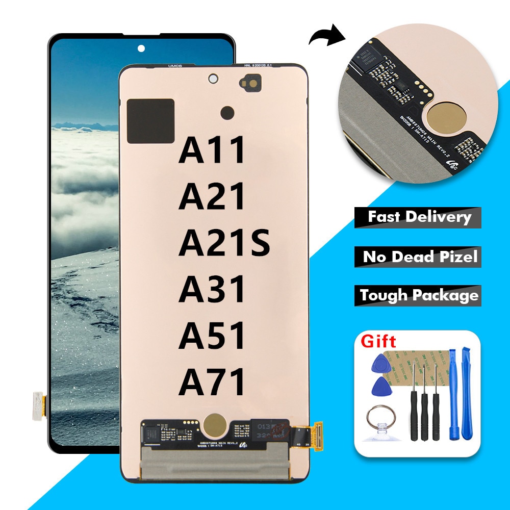 Für Samsung Galaxy A11 A21 A21S A31 A51 A71 LCD Touch Scren Digitizer Montage mit Rahmen