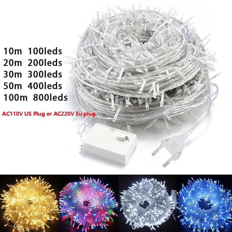 10m-100m LED String Light Christmas Lights Indoor Outdoor Tree Decoration Lighting Waterproof Garland Fairy Light