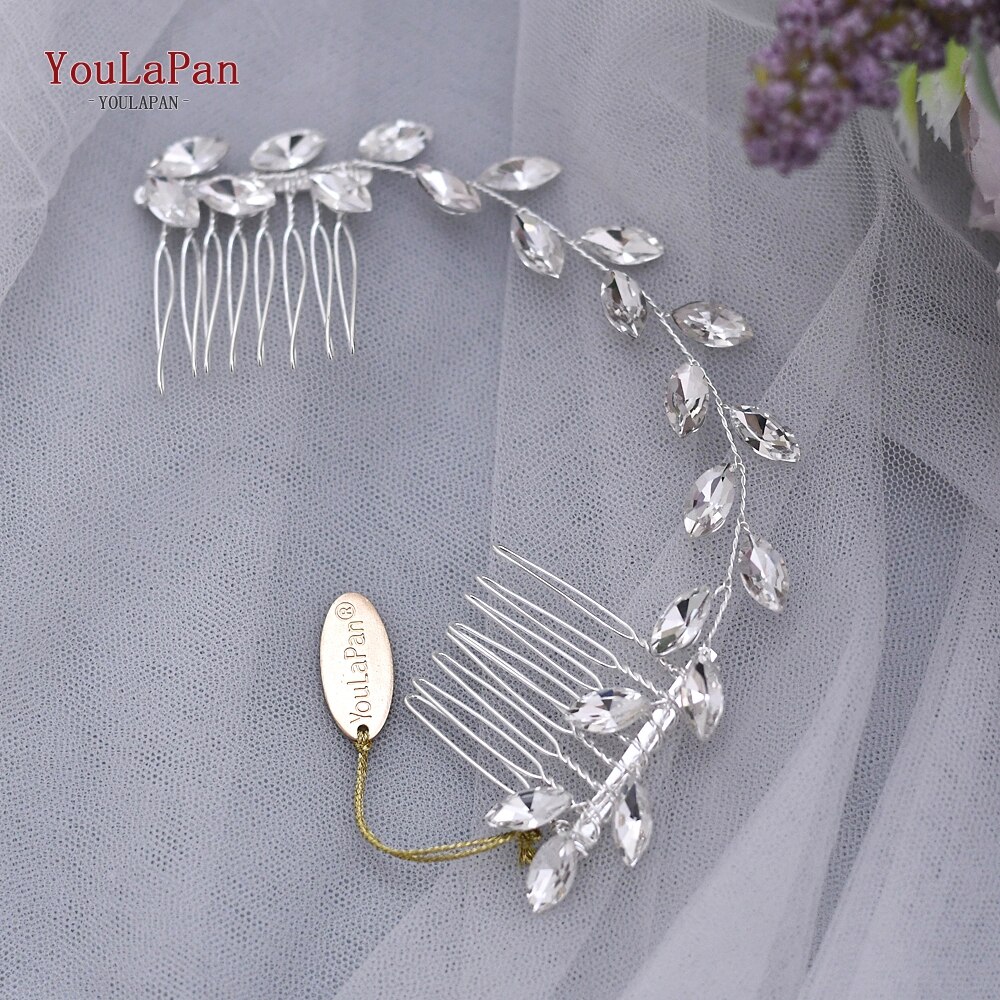 Youlapan HP09 Mode Bruid Bruiloft Haar Accessoires Kammen Prom Bruids Hoofddeksel Mariage Bruiloft Haar Clips: Silver