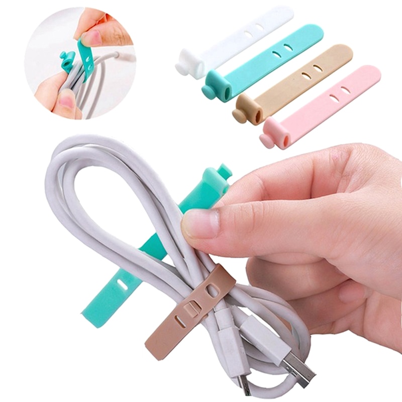 5pc reisetilbehør silikagelkabel oppruller øretelefonbeskytter usb-telefonholder tilbehørspakke arrangører