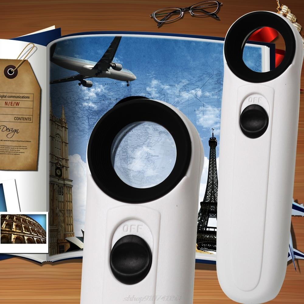 40X Handheld 2 LED Light Magnifier Reading Magnifying Glass Lens Jewelry Loupe Oct