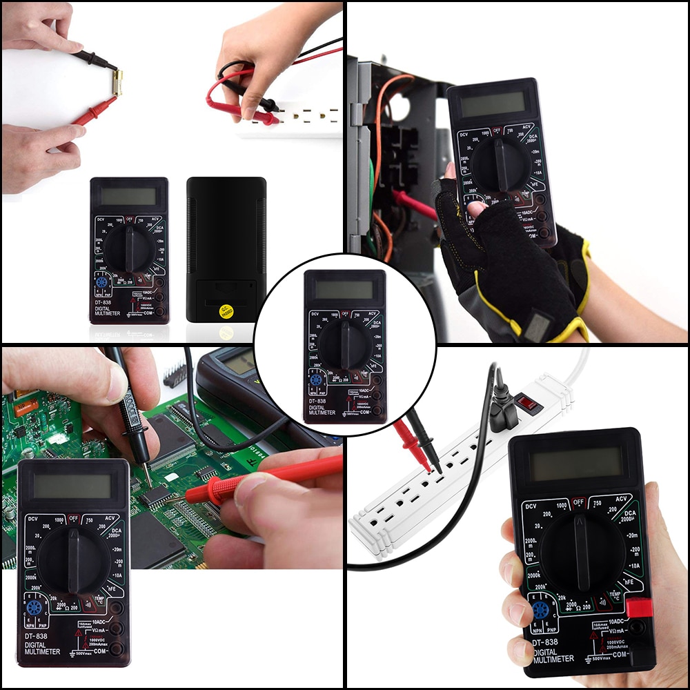 DT-838 Digital Multimeter Volt/ Amp/Ohm/Temperature Meter Voltage Tester Tools Measuring Tool