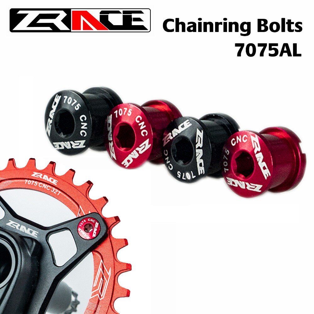 4pcs ZRACE Chainring Bolts High strength for MTB, 7075 Aluminium Crank Arm Bolt Extended Screws,CNC Crankset Bolts Mountain Bike