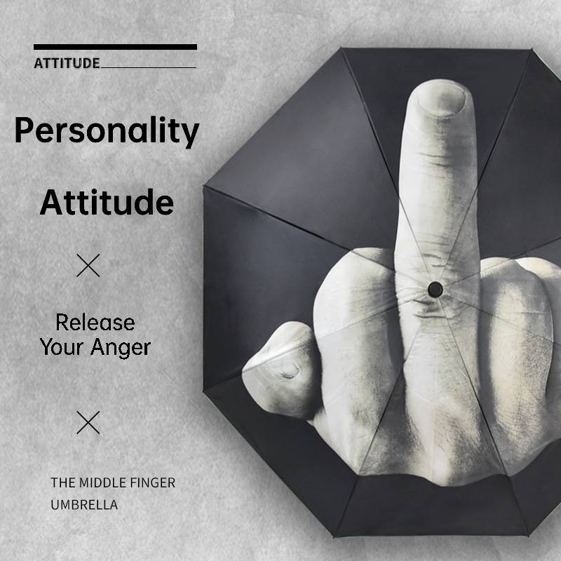 The Middle Finger Umbrella Personality Sunny and Rainy Umbrella Travel Windproof Folding Umbrellas Rain Gear