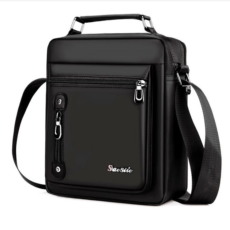 Men's Handbag Messenger Bag Waterproof Men Oxford Zipper Bag Crossbody for Male Male Business Casual Single Shoulder Bag: Black