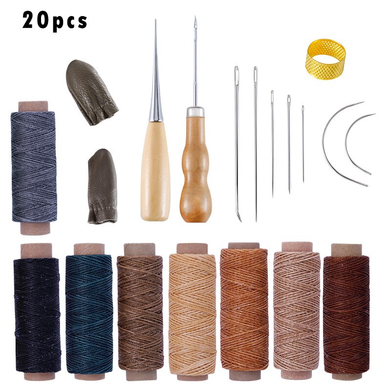 Professionelle Leder Handwerk Werkzeuge mit Groover Ahle Gewachste Gewinde Fingerhut Kit Hand Nähen Stitching Schlag Hand Nähen Liefert: K