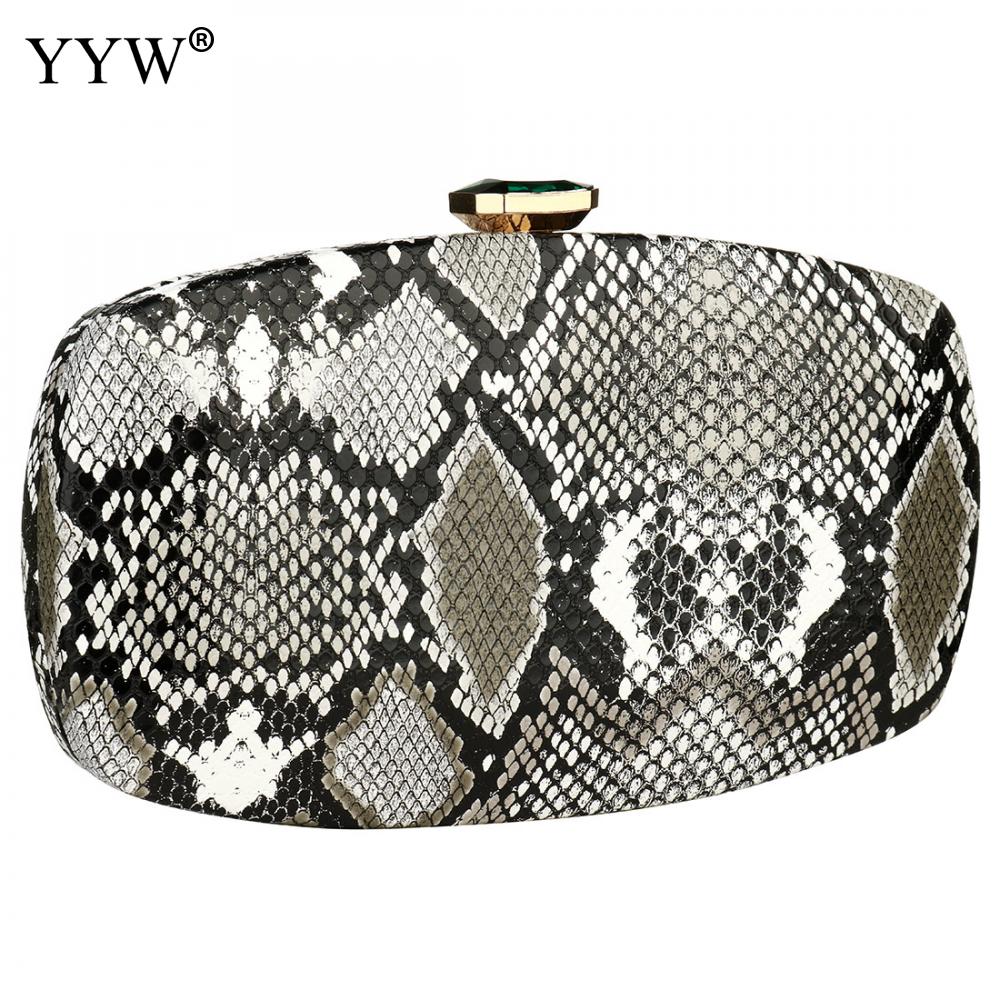 Flerfärgade ormskinnsmönster kvinnor handväska och handväska kvällsfestväska clutches för bröllopsbankett stor kapacitet 210 x 130 x 40mm