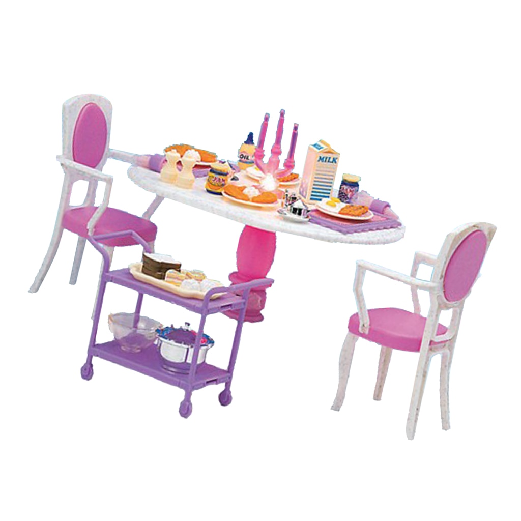 1/6 Dining Table Chair Foods for Dollhouse Dining Room Furniture Kit Action Figures Accessory