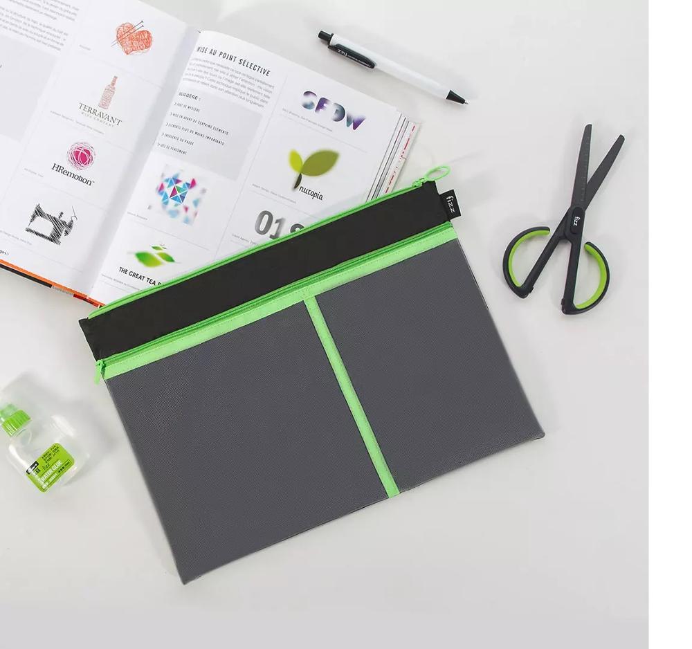 Fizz A4 File Bag Zipper Bag A4 Storage Large Capacity Mesh File Bag Zipper Test Meeting Notebook Pocket School Office