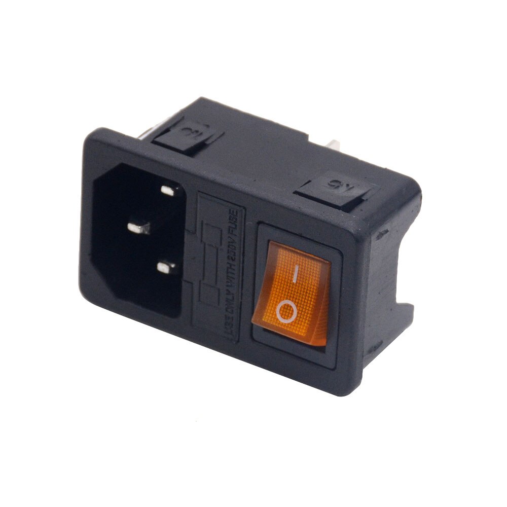 with 10A fuse ! Red blue Black orange Rocker Switch Fused IEC 320 C14 Inlet Power Socket Fuse Switch Connector Plug Connector: Orange