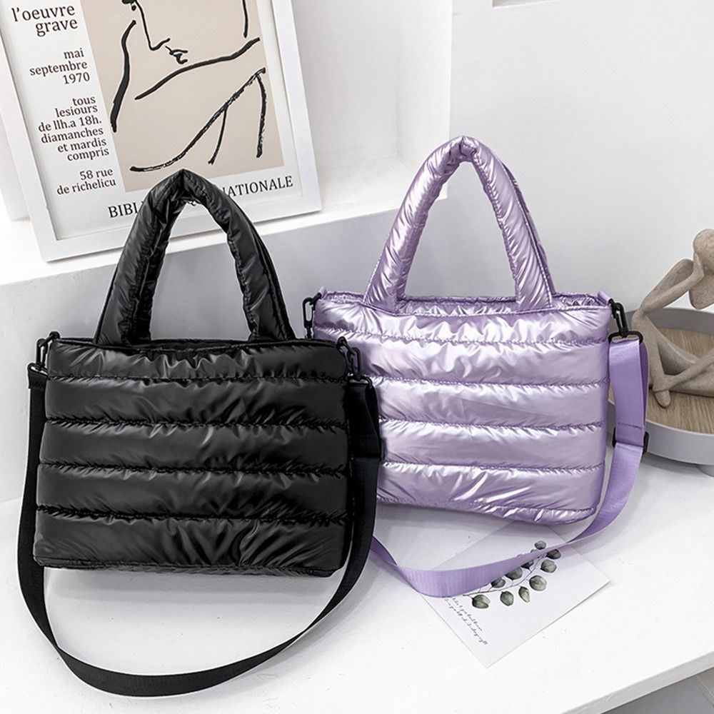Puffer-taske til kvinder, quiltet, puffy håndtaske, letvægts, polstret skuldertaske med dunpolstring, crossbody-håndtaske med dunpolstring