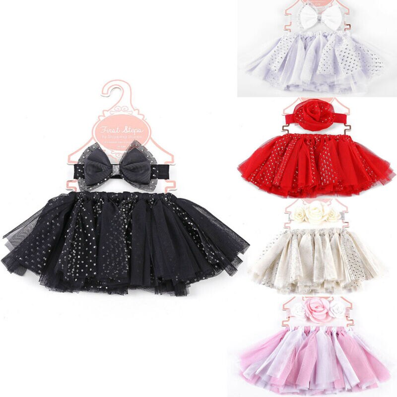 Jupe en Tulle coton + bandeau 5 couleurs | 2 pièces, -né fille, à paillettes, Costume sexy, tenue d'appareil Photo 0-2 ans,