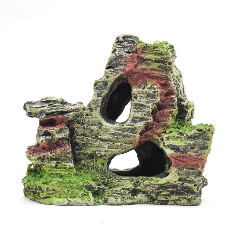 Aquarium Rockery Mountain View Rock Cave Stone Tree Fish Tank Ornament Decoration Aquarium Accessories: Random-1PCS