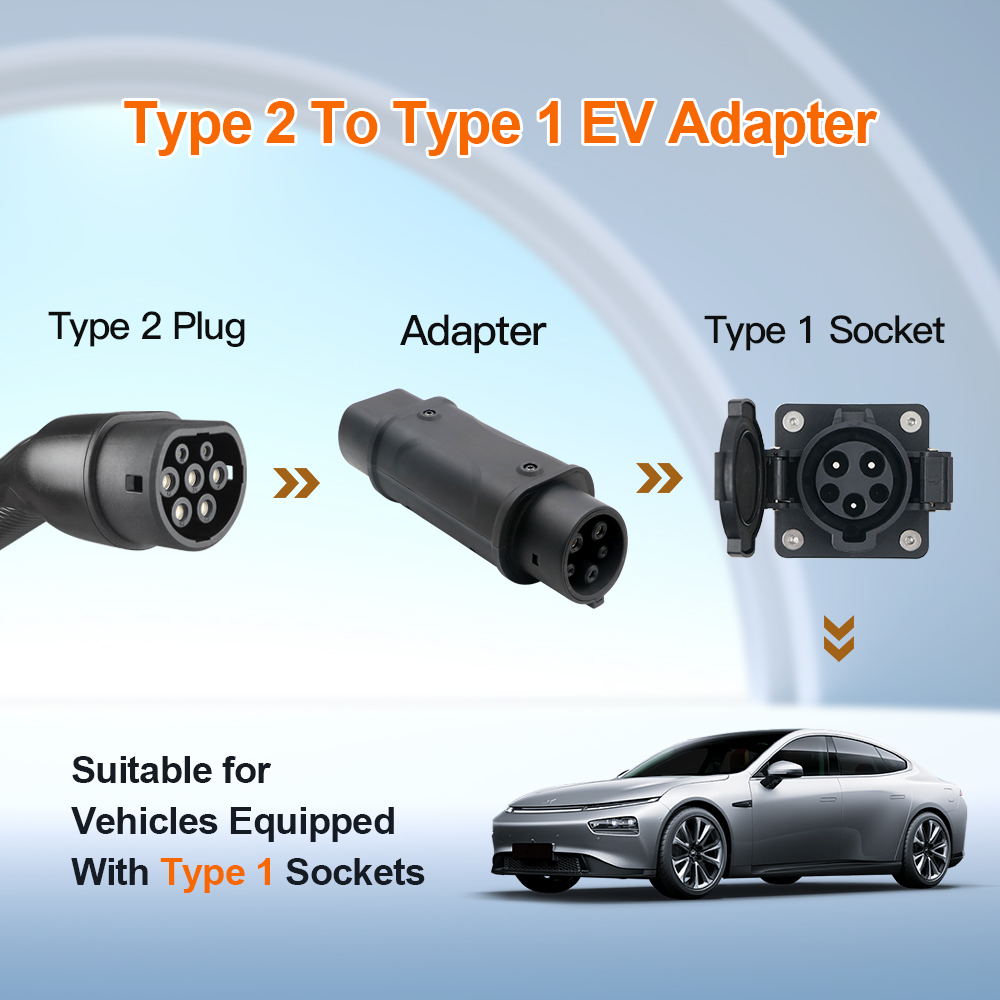 ERDAN 32A 1Phase 7,2 kW EV-Ladegerät-Adapter J1772 auf IEC62196 Adapter Typ2 auf Typ1 Elektrofahrzeug-Ladeanschluss