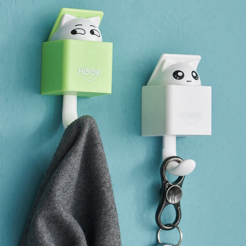 Hook Keys Hook Hidden Cat Wall Hanging Hook for Clothes Hat Scarf Key Cute Animals Hanger Rack Wall Decoration Hook