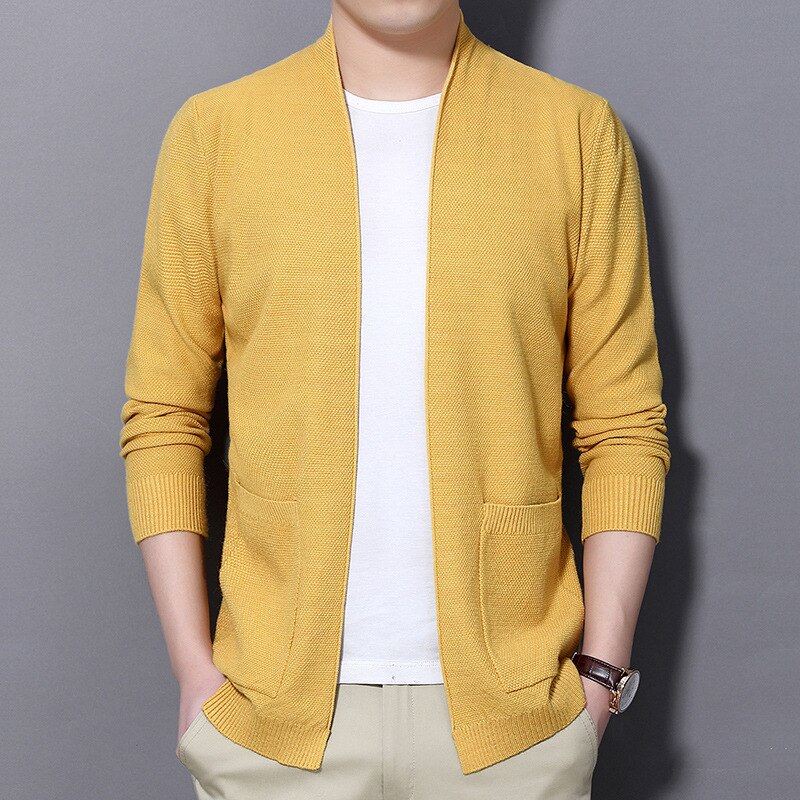 Homme chandail tricoté hommes Cardigan veste beau mince couleur unie chandails