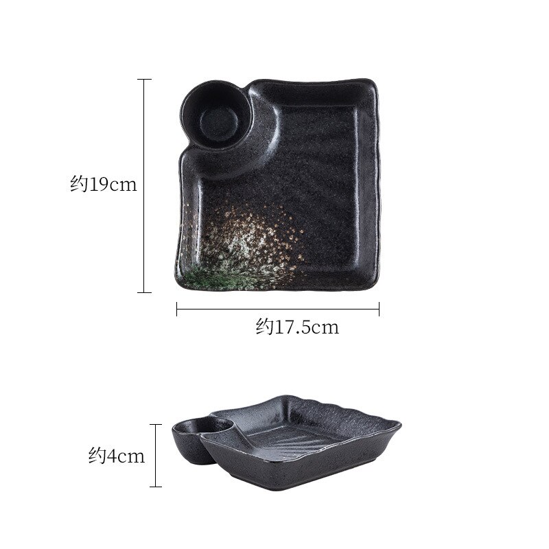 Plato para dumplings de cerámica, plato japonés con plato pequeño, plato occidental para desayuno, vajilla para restaurante y casa: Aurora Green