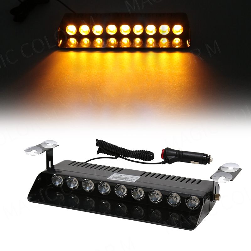 S1 9 luces LED de advertencia para coche, linternas estroboscópicas, indicador de salpicadero de emergencia, 12V, Ultra brillante, rojo, azul, amarillo y blanco: YELLOW