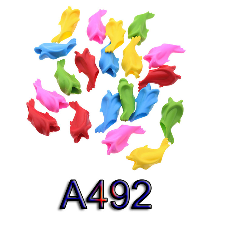 6Pcs Pen grip Two-Finger Grip Silicone Baby Learning Writing Tool Writing Pen Writing Correction Device Children Stationery: 6 Pcs A492