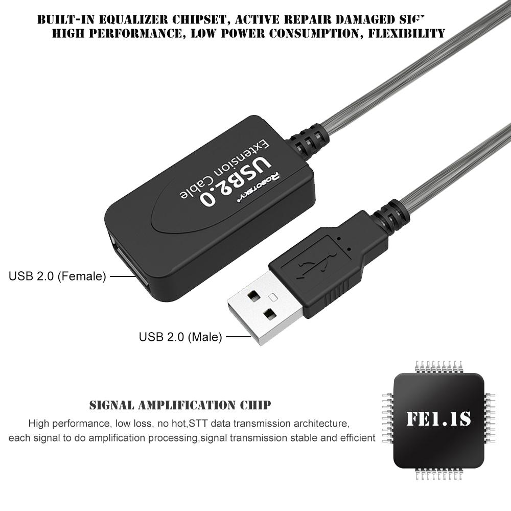 5/10/15/20 M USB 2.0 Extension Cable Single/Dual Signal Amplification Connected Wireless LAN Speed Data Line for Win 7 8 10 Mac