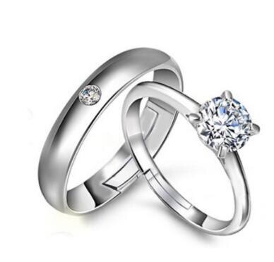 Zirkon Einstellbare silber farbe Paar Hochzeit Ringe für Frauen und Männlichen Strass Engagement Ring für Paar: 17