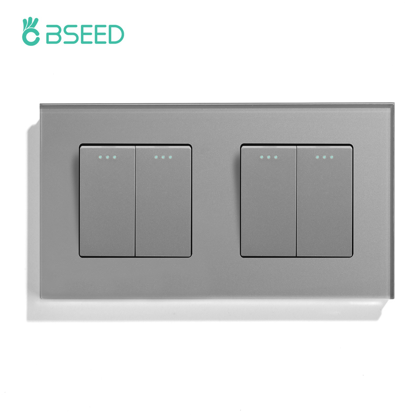 BSEED – interrupteur poussoir mécanique pour applique murale, 1/2 gangs, 1 voie, bouton de commutation à rebond automatique avec cadre en verre, 250V: vert militaire
