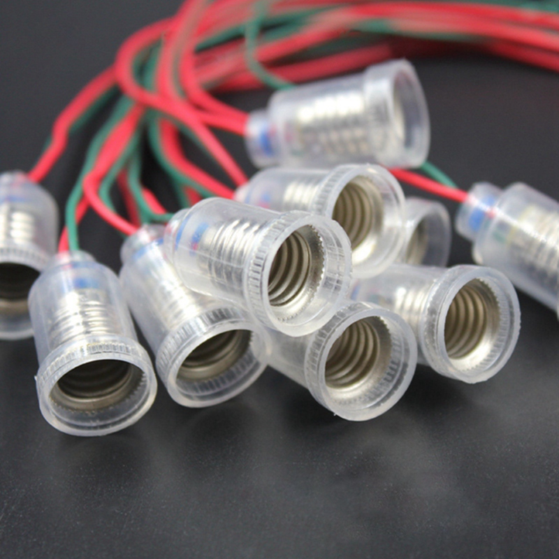 20pcs/lot 20cm Wire Lamp Base E10 Lamp Holder Bulb Light Screw Socket for 1.5V 2.5V 3.8V 6V Light Lamp Accessories