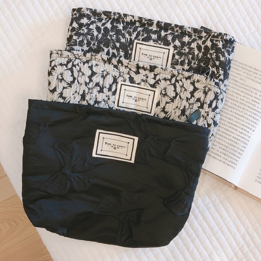 Estuche de tela de algodón con estampado Floral para mujer y niña, neceser grande de almacenamiento para cosméticos, organizador de maquillaje, neceser de viaje, 1 unidad,organizador brochas maquillaje ,estuche lápices