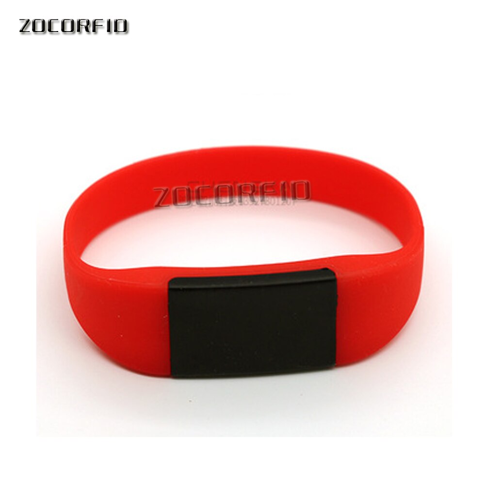 Silicone Rewritable 13.56Mhz UID Changeable MF 1K S50 NFC Bracelet RFID Wristband: Red
