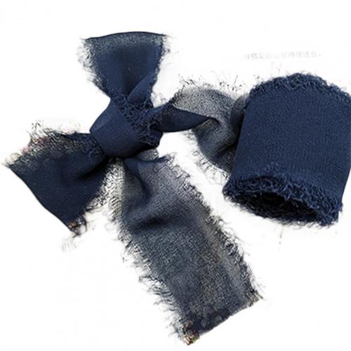 Verzwakte Randen Rimpel Chiffon Zijden Lint Bruiloft Bloem Boeket Wrap Decor Prop Diy Kleding Naaien Stof Diy: Navy Blue