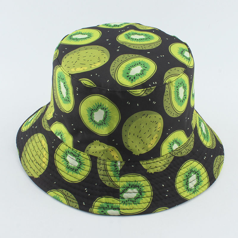 Bob Bucket Hats Men Women Summer Sun Cap Hip Hop Gorros Fruit Kiwi Apple Lemon Strawberry Print Reversible Fisherman Hat