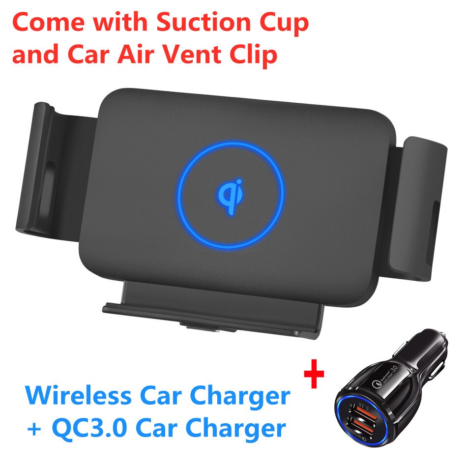 Qi Caricabatteria Da Auto Senza Fili 10W Auto di Serraggio Supporto Del Telefono per Samsung Galaxy Fold Fold2 S10 iPhone XS 11 Max xiaomi Huawei Compagno di X: S1 With Car Charger