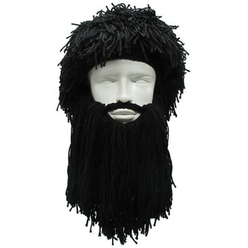 Newest Personality Crazy Winter Warm Cosplay Wig Ski Mask Caps Viking Beard Hat Barbarian Beanie Beard Hats