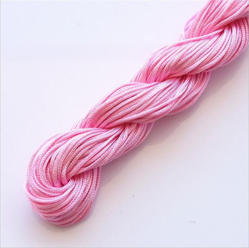 1mm*25m nylonperler smykkesnor tråd kinesisk knute macrame rottehale tau til gjør-det-selv-håndverk verktøy håndsøm tråd  z1181: Rosa