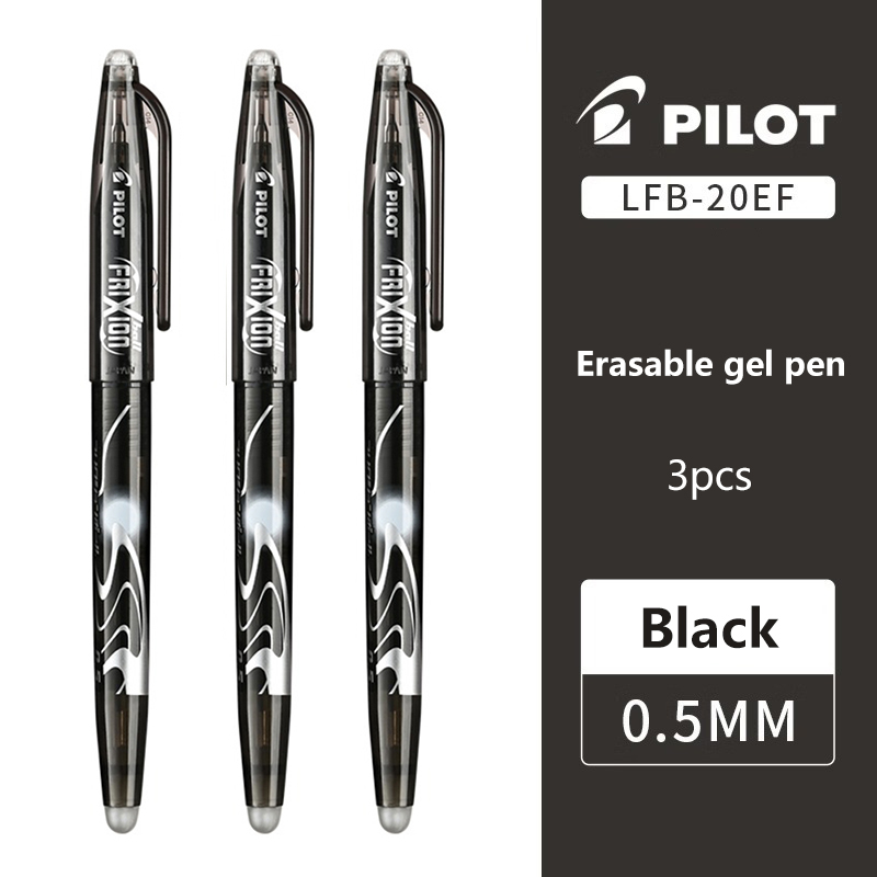 3pcs PILOT Erasable Gel Pens LFB-20EF Frixion 0.5mm for Writing Red Blue Black School Office Supplies Japanese Stationery: WHITE