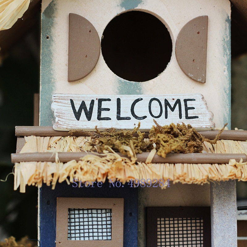 Casa de pájaro Nido de Pájaro villa hecha a mano de madera creativa y linda casa decoraciones al Aire Libre Parque Forestal Casa de pájaro salvaje protección