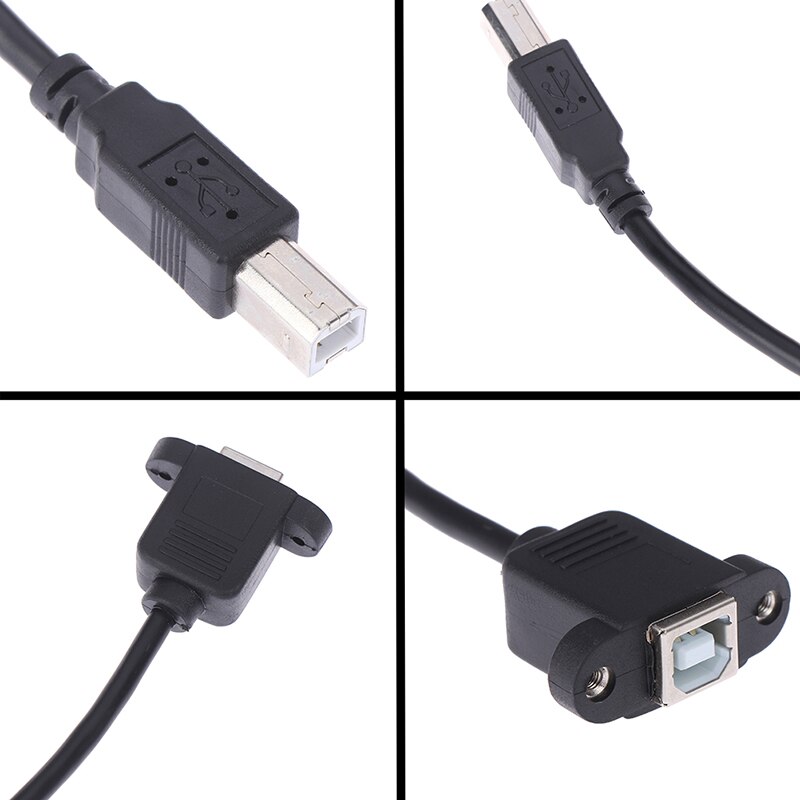 USB 2.0 Type B Male to Type B Female Printer Extension Cable With Panel Mount Screw Hole 30cm