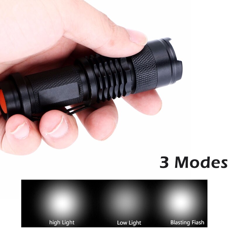 Outdoor Mini Zaklamp 2000 Lumen Q5 Led Zaklamp Aa/14500 Verstelbare Zoom Focus Torch Lamp Penlight Waterdicht