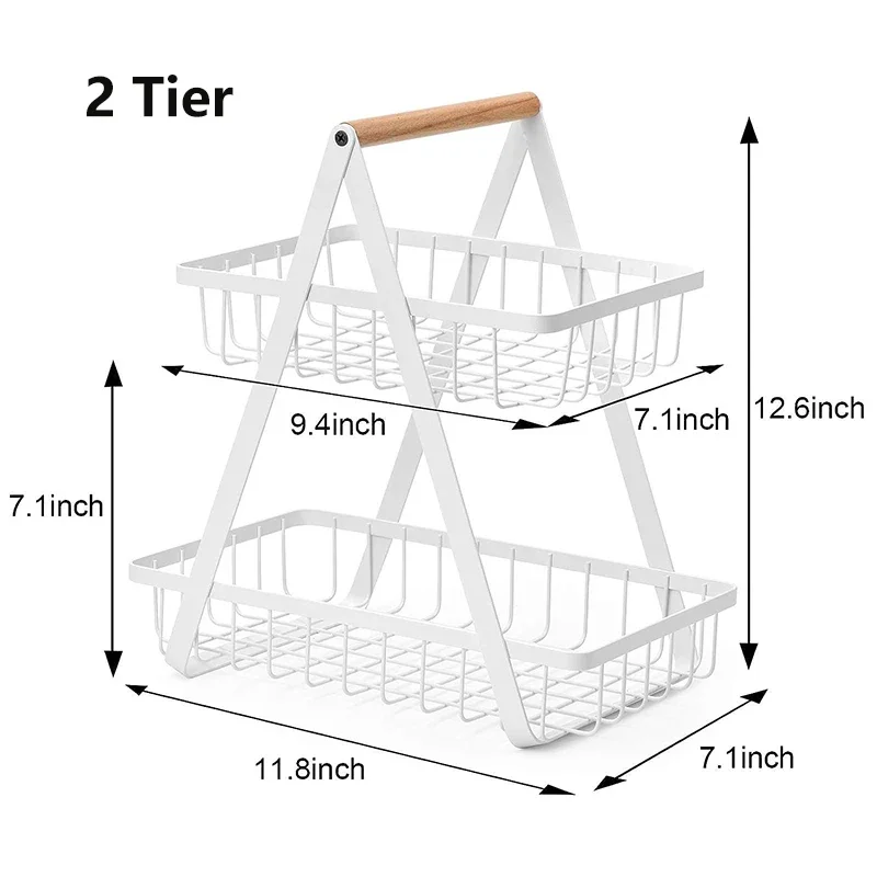 3-- poschodový košík na ovocie, kovová misa na ovocie, košíky na chlieb, kuchynský kuchynský pultový úložný stojan na zeleninu