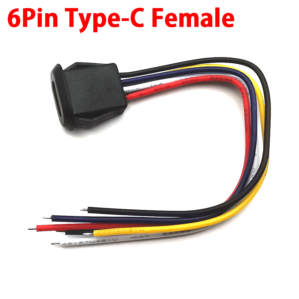 1 stk. 4 -bens usb c-stik type-c vandtæt med  ph 2.0- møtrikkers låseplade, hun-tpc højstrøms hurtigopladningsstik med cc-ben: Orange