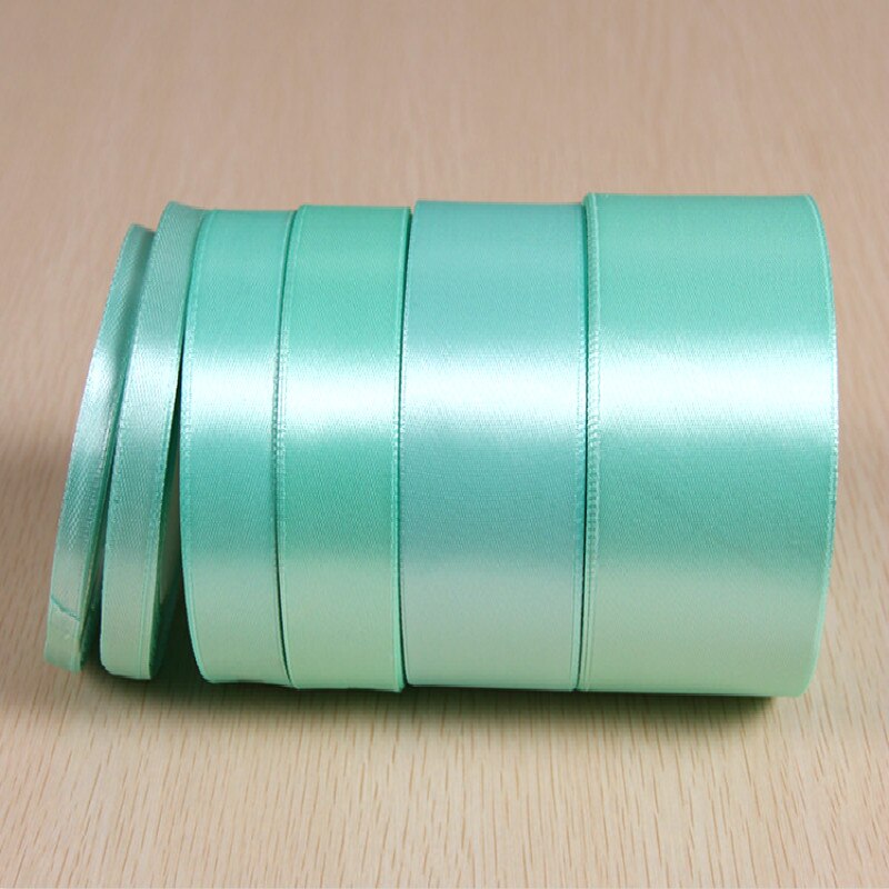 Bonita cinta de satén de seda color verde aguamarina, accesorios decorativos para envolver de boda, Material hecho a mano, 6/10/15/20/25/40/50mm, 25 yardas