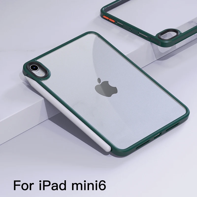 Voor iPad Mini 6 A17 Pro 2024 Case Luxe Ultra Dunne Schokbestendige TPU + Acryl Beschermende Clear Back Bumper Cover voor iPad Mini 7: Ipad Pro 12.9 / green