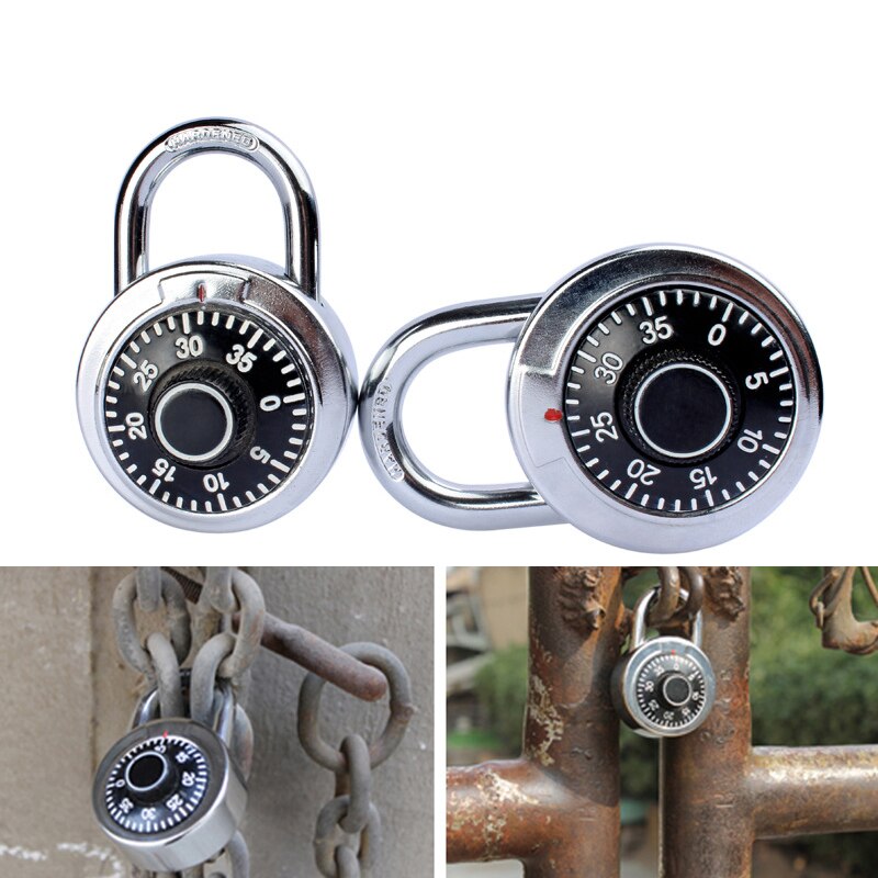 Code Lock Round Dial Number Door Lock Padlock Zinc Alloy Combination Rotary Padlock Door Lock Suitcase Travel Luggage