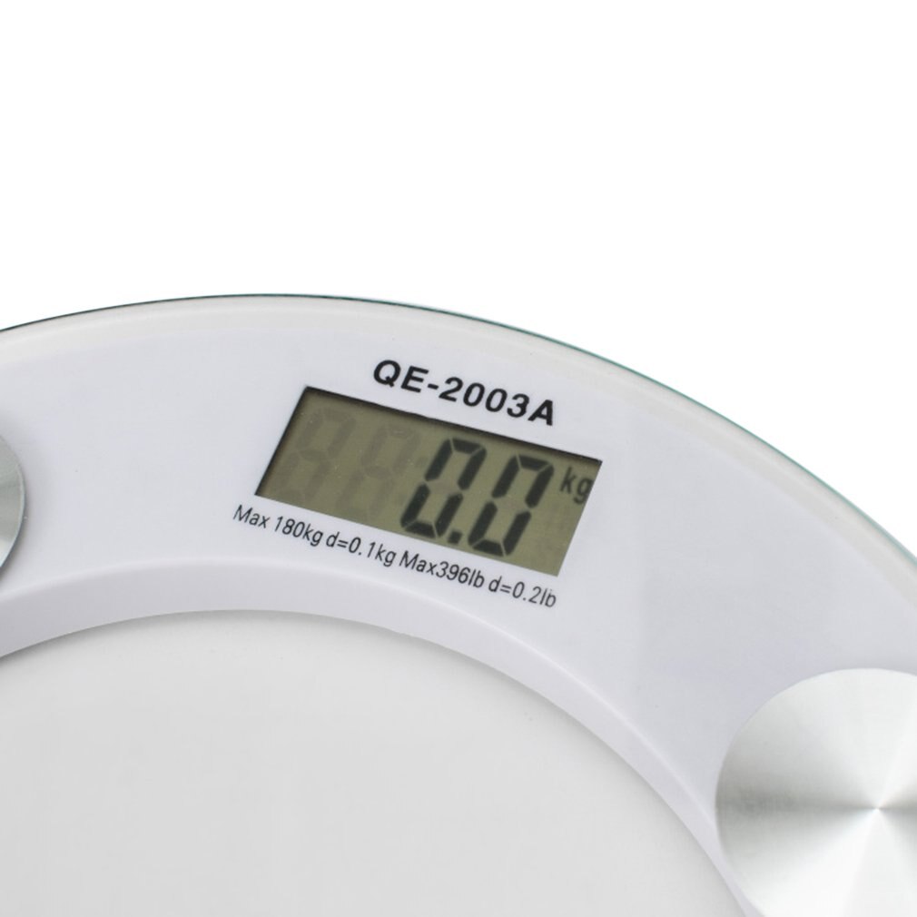 LCD Electronic Weighing Scale 180kg Glass Digital Body Weight Portable 33cm Diameter Home Bathroom Body Scales