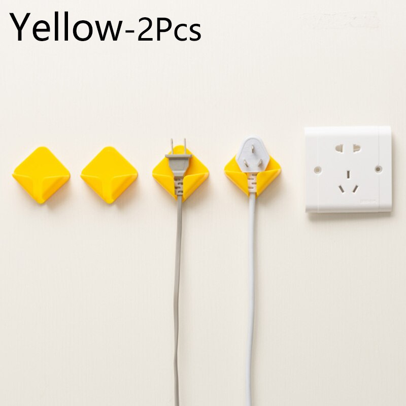 2pcs/lot Nail-free Power Cord Storage Rack Wall Storage Hooks Kitchen Plug Hook Adhesive Hooks Power Plug Socket Hanger Holder: Yellow