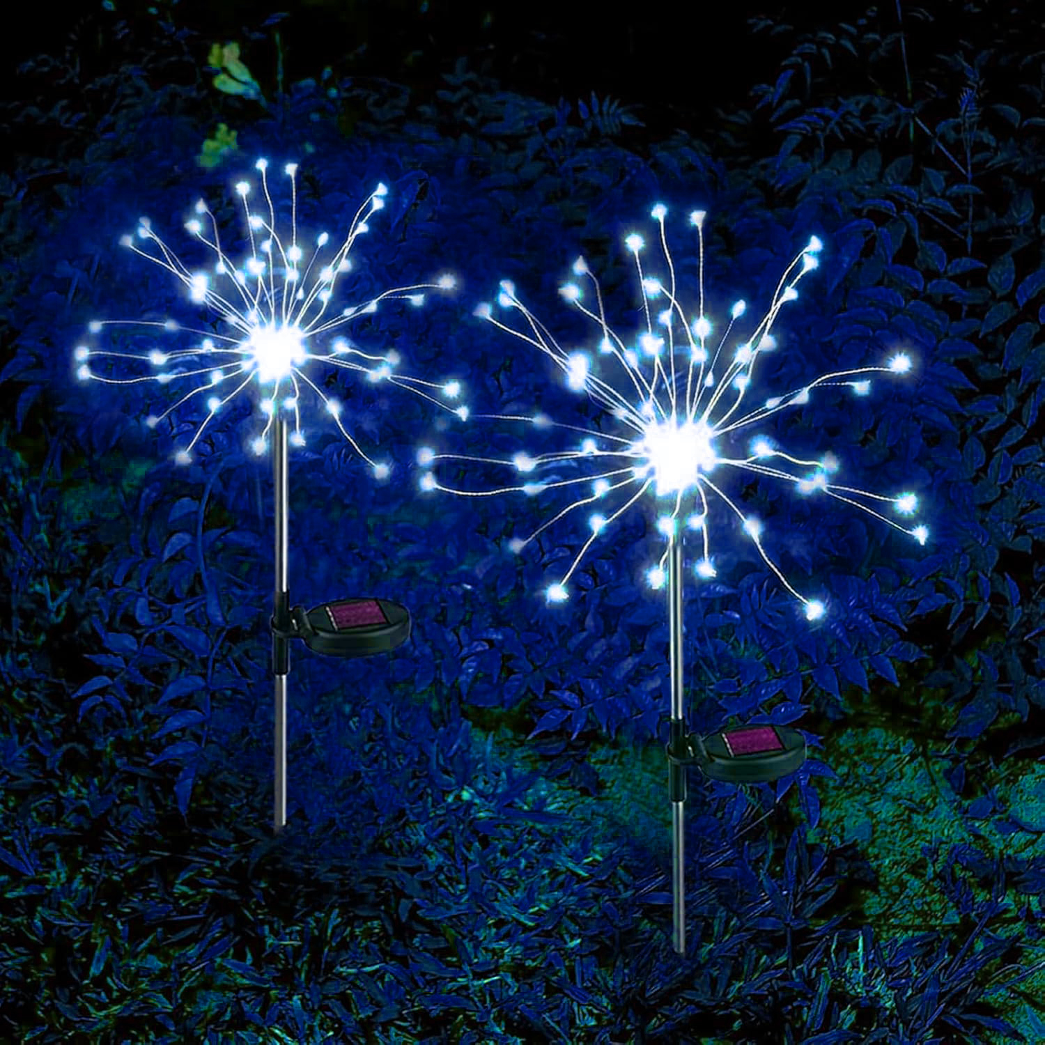 Luces solares para jardín al aire libre, 60/200/420LED, estaca de iluminación de diente de león, luz Solar de fuegos artificiales para decoración de césped de Navidad y Halloween: Sea Blue / 6-10 W
