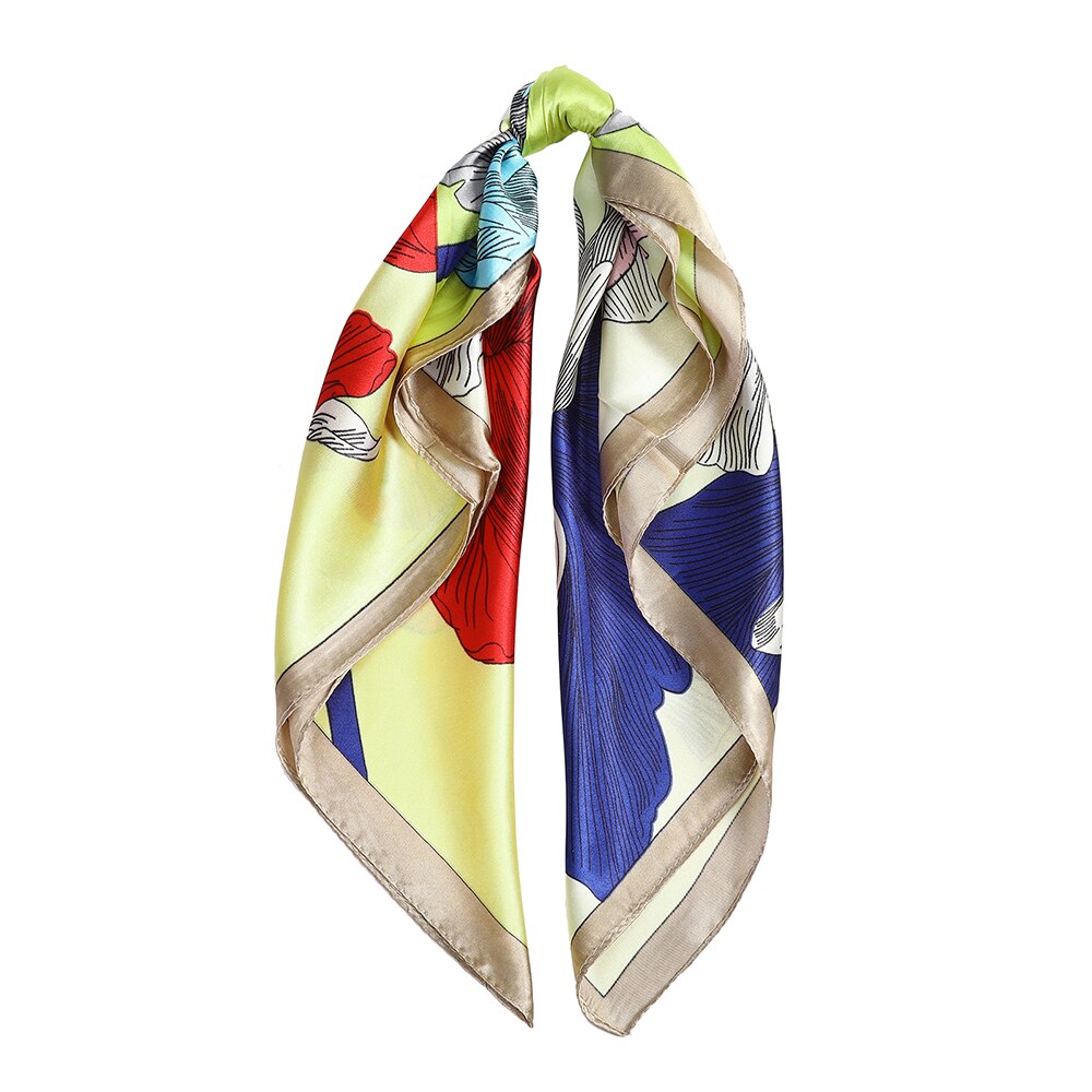 60*60CM Druck Bandanas Haar Bands Für Mädchen Frauen Platz Satin- Schal Turban Stirnband Neue Jahrgang Haar zubehör: 73E