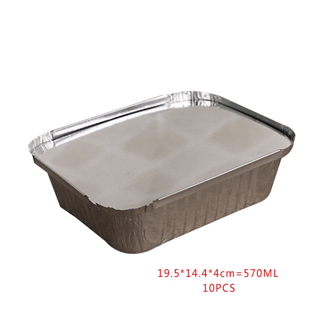 Bandeja de papel de aluminio desechable con forma de rectángulo, contenedores de comida con tapas de aluminio, sin tapa, 10 Uds.